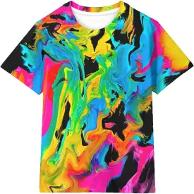Asylvain Boys Girls Shirts Short Sleeve 3D Print Funny Colorful Tee Shirts for Kids Size 6-16