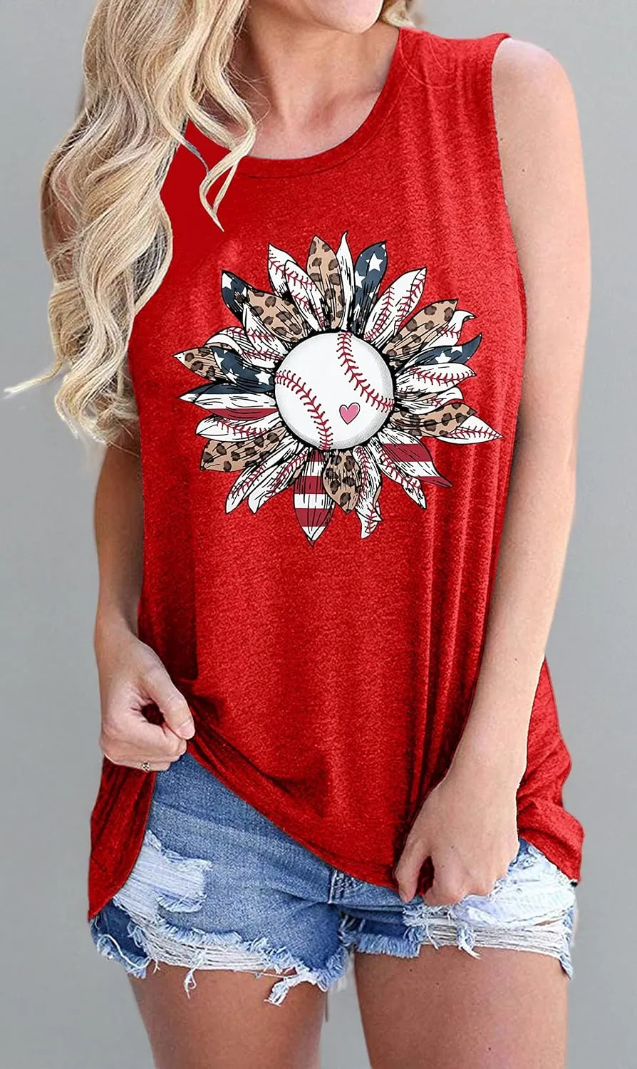 Baseball Mom Shirt Tank Tops Baseball Love Graphic Tee Shirts Women Summer Casual Loose Sleeveless Shirt