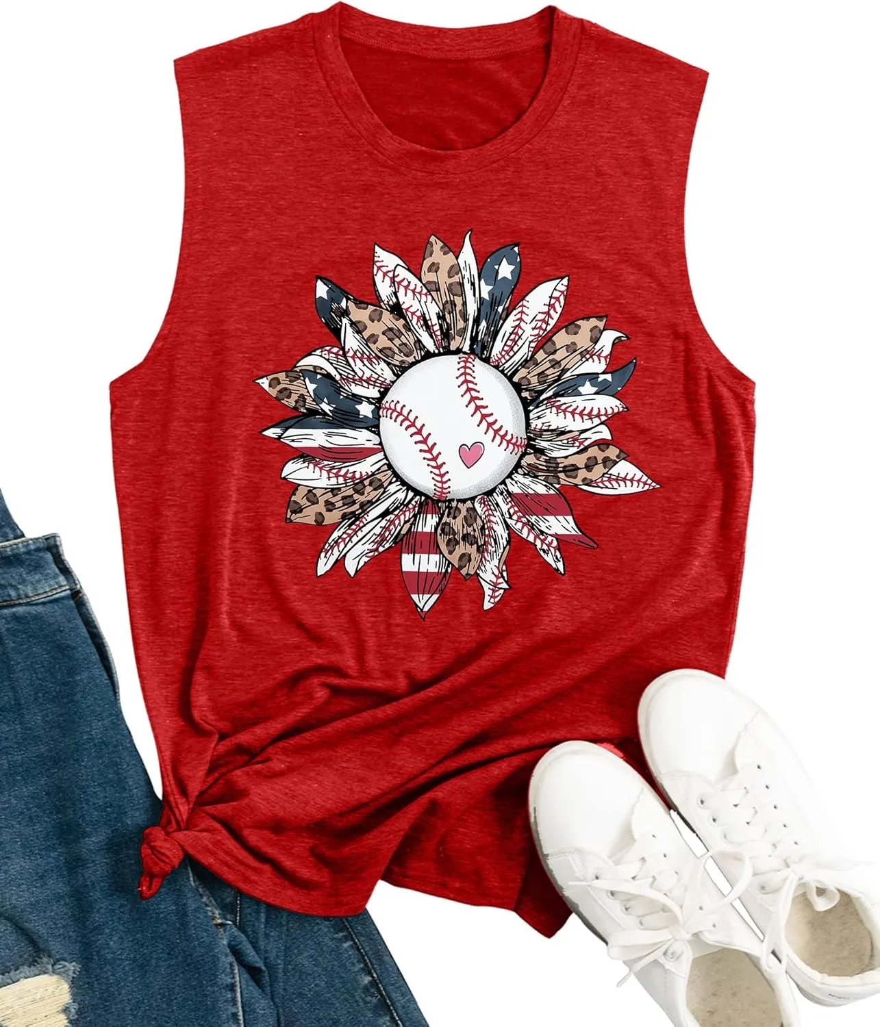 Baseball Mom Shirt Tank Tops Baseball Love Graphic Tee Shirts Women Summer Casual Loose Sleeveless Shirt