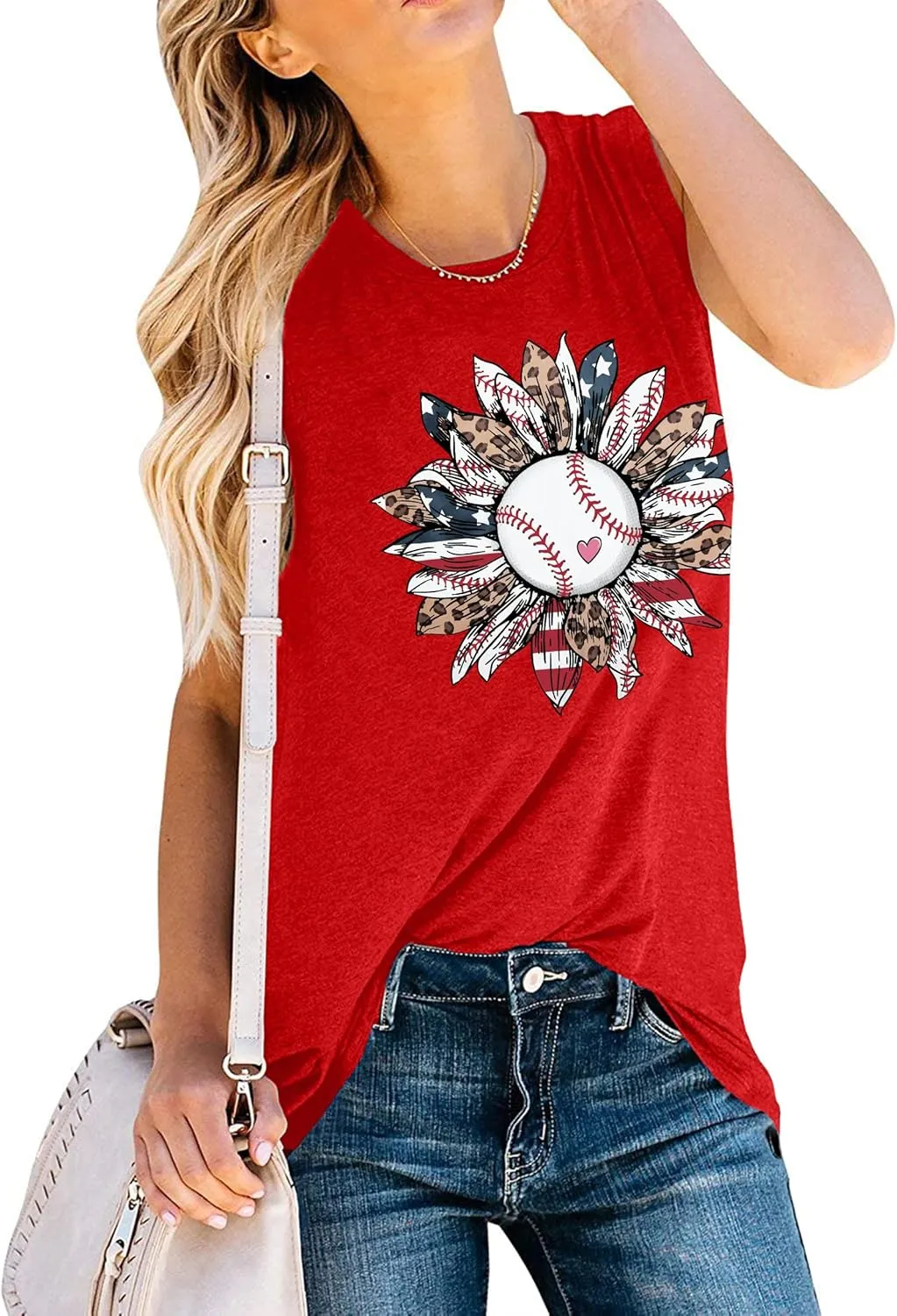 Baseball Mom Shirt Tank Tops Baseball Love Graphic Tee Shirts Women Summer Casual Loose Sleeveless Shirt