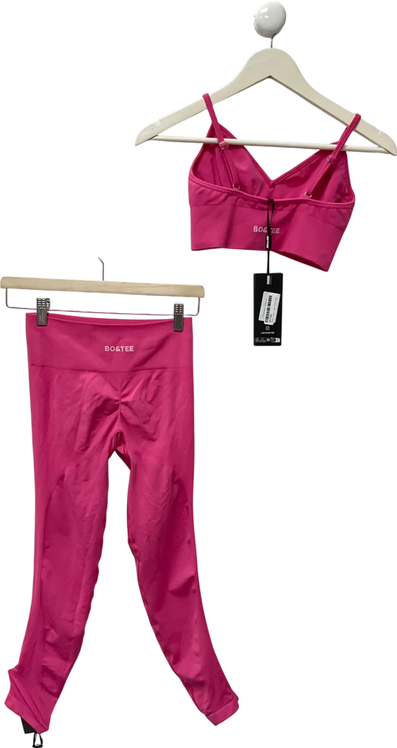 Bo   Tee Pink High-waist Define Luxe Leggings & Matching Sports Bra UK M