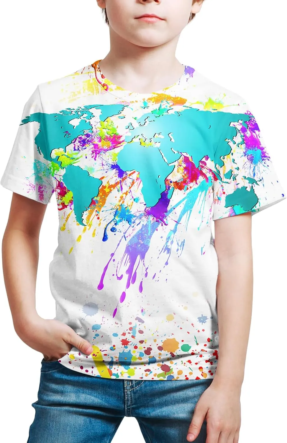 Boys Girls Kids Tee Shirt 3D Print Graphic Short Sleeve Shirt for Kids 6-16 Years