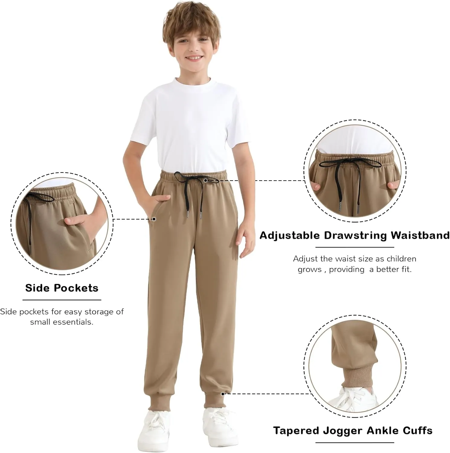 Boys Jogger Sweatpants 3-16 Years Tapered Leg Lightweight Athletic Track Pants for Kids Youth
