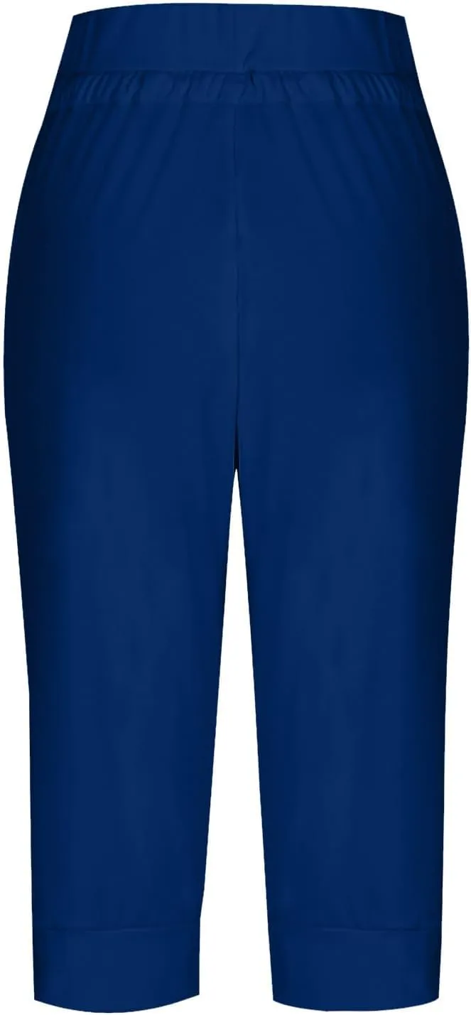 Capri Joggers for Women with Pockets High Waisted Drawstring Pants Baggy Sports Sweatpants Button Active Lounge Pants
