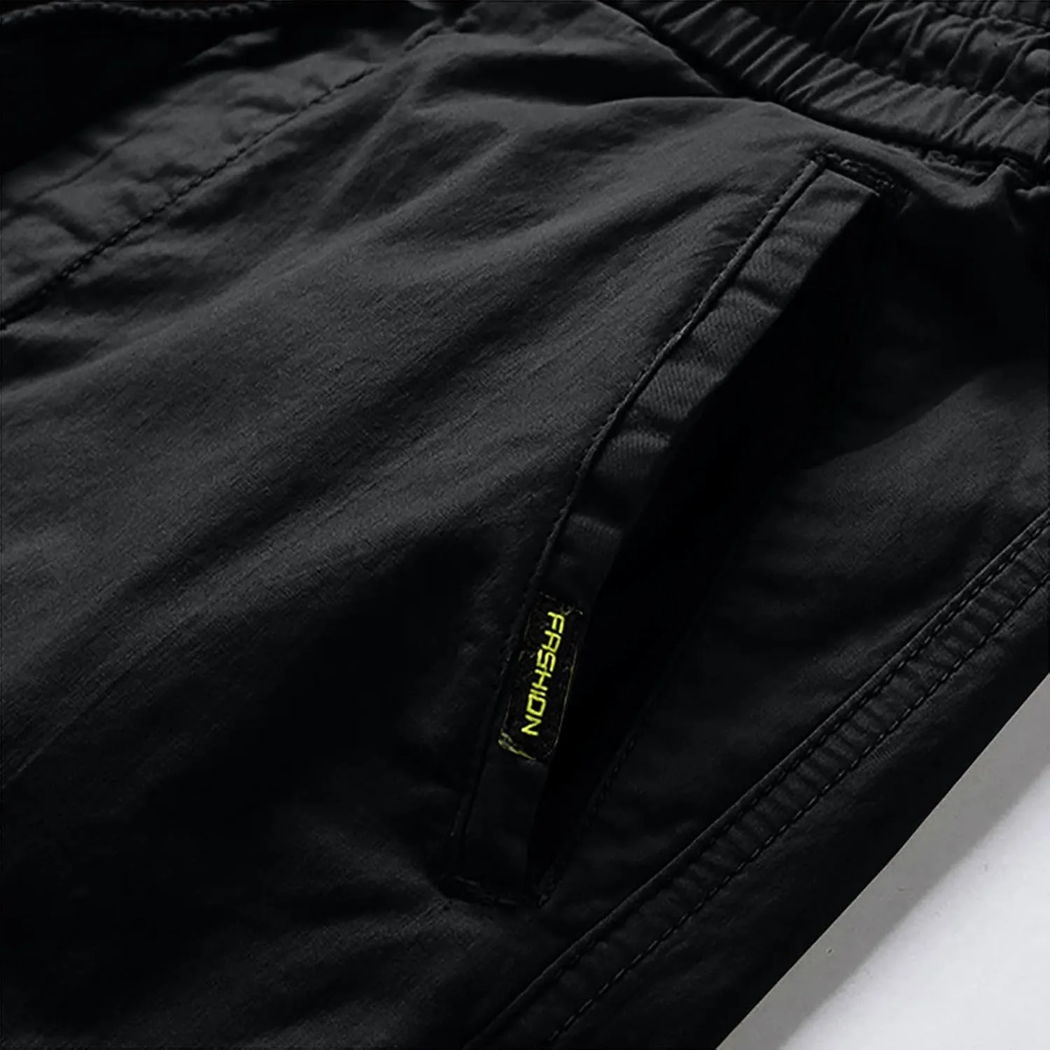 Casual Cargo Pants for Men Drawstring Elastic Waist Athletic Tapered Pants Outdoor Sports Joggers with Multi Pockets