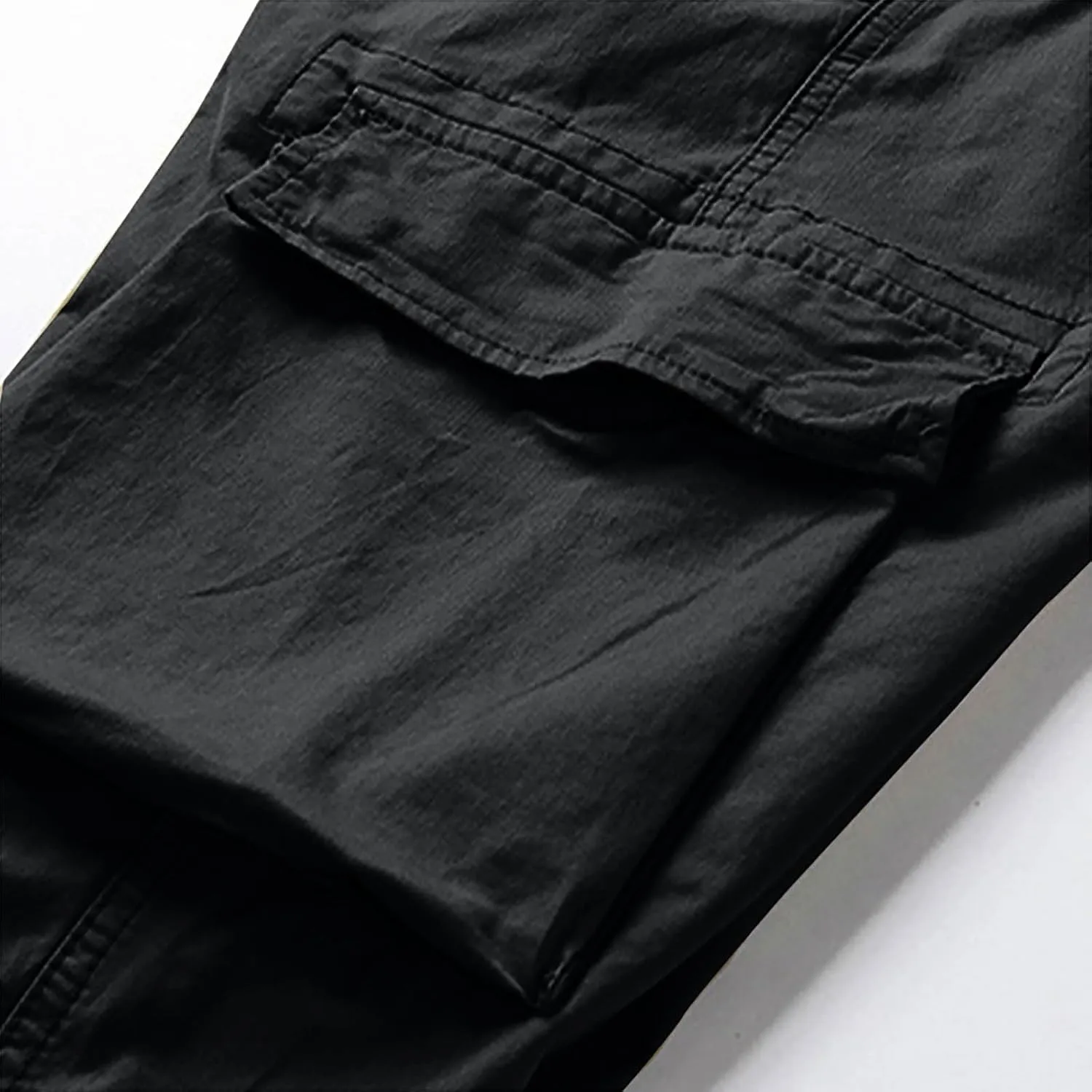 Casual Cargo Pants for Men Drawstring Elastic Waist Athletic Tapered Pants Outdoor Sports Joggers with Multi Pockets