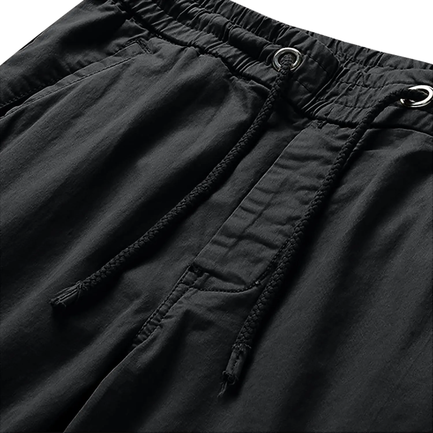 Casual Cargo Pants for Men Drawstring Elastic Waist Athletic Tapered Pants Outdoor Sports Joggers with Multi Pockets