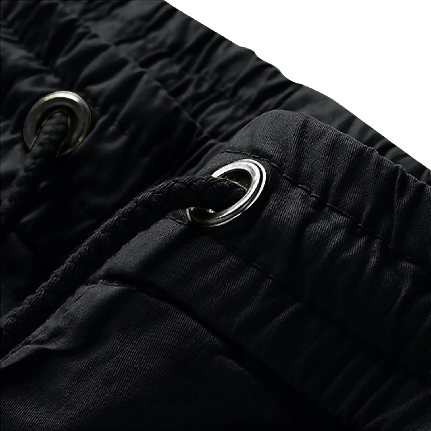 Casual Cargo Pants for Men Drawstring Elastic Waist Athletic Tapered Pants Outdoor Sports Joggers with Multi Pockets