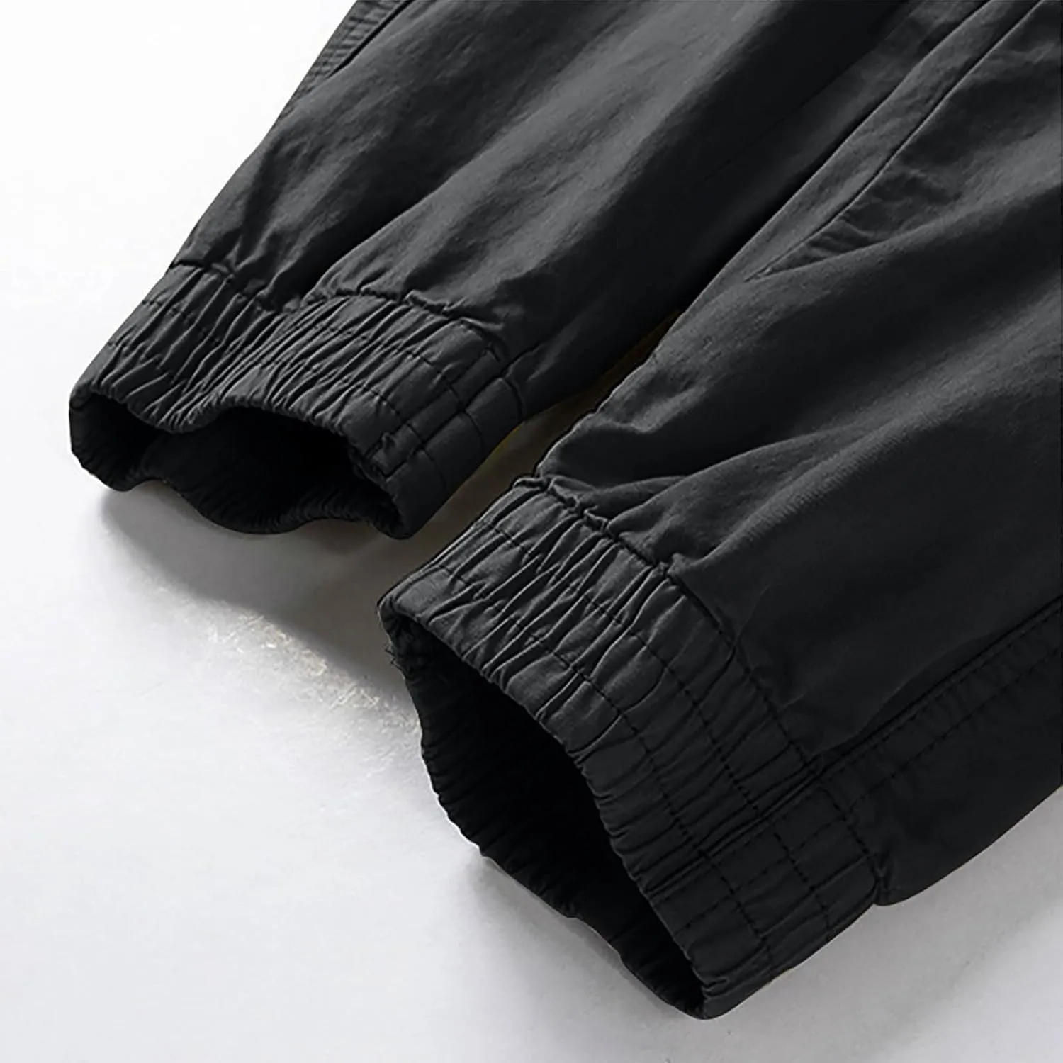 Casual Cargo Pants for Men Drawstring Elastic Waist Athletic Tapered Pants Outdoor Sports Joggers with Multi Pockets