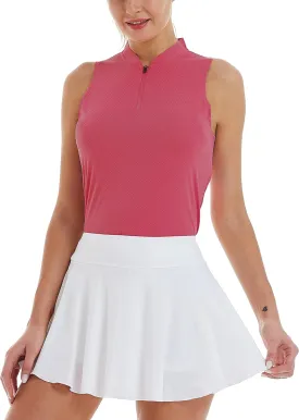CQC Women's Golf Tennis Sleeveless Polo Shirts Quick Dry Athletic Tank Tops UPF 50 
