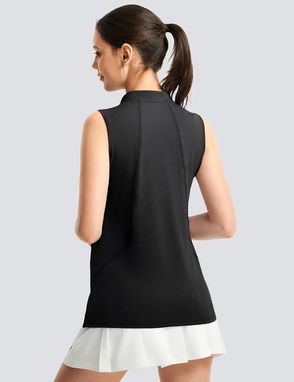 FitsT4 Sports Women Golf Polo Shirt Workout Tank Tops Sleeveless Zip V Neck Tennis Athletic T Shirts