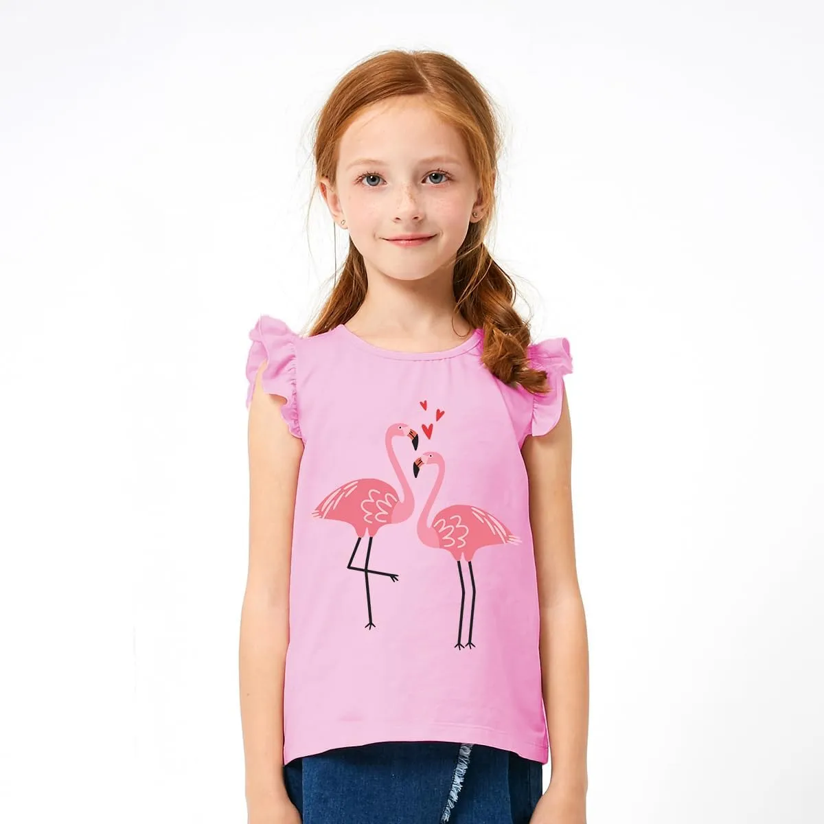 Girls Short Sleeve Shirts Casual Toddler Ruffle T Shirt Kids Bee Tank Top Mermaid Ice Cream Summer Crewneck Tees 2-7 Years