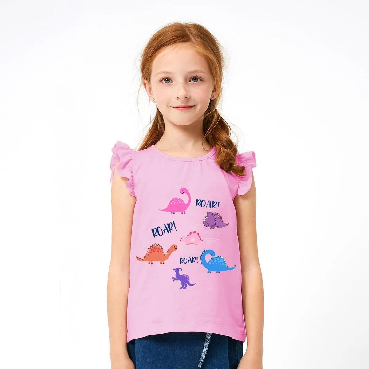 Girls Short Sleeve Shirts Casual Toddler Ruffle T Shirt Kids Bee Tank Top Mermaid Ice Cream Summer Crewneck Tees 2-7 Years