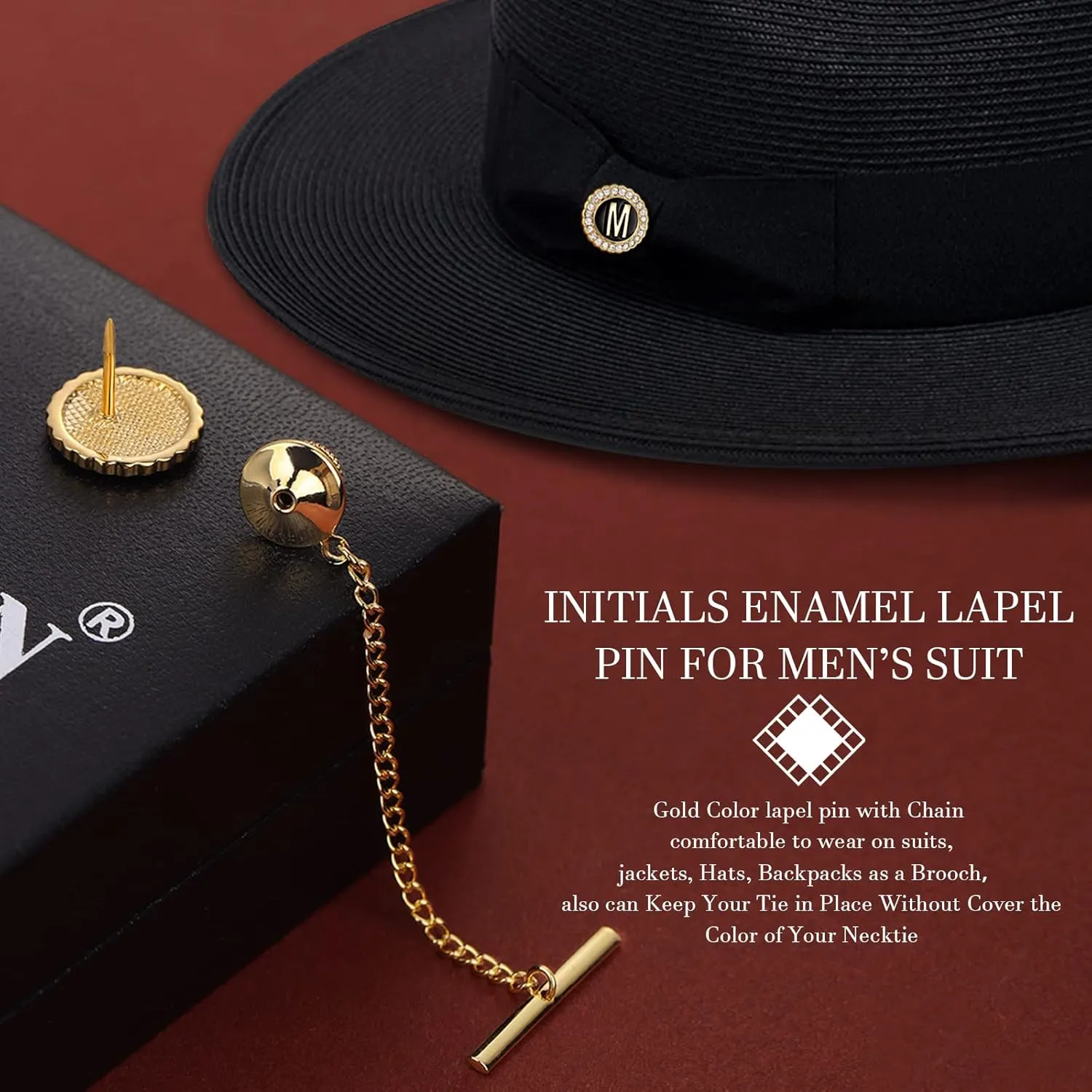 HAWSON Tie Clips, Cufflinks, Tie Tack & Lapel Pins for Men - Suitable for Neckties and French Cuff or Dress Shirt Suits - Jewelry Box Packed, Initials Designed