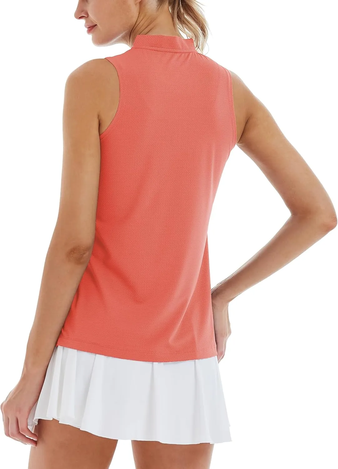 LastFor1 Women's Golf Polo Sleeveless Shirt Zip-Up UPF 50  UV Protection Athletic Tops Slim Fit Quick Dry Lightweight