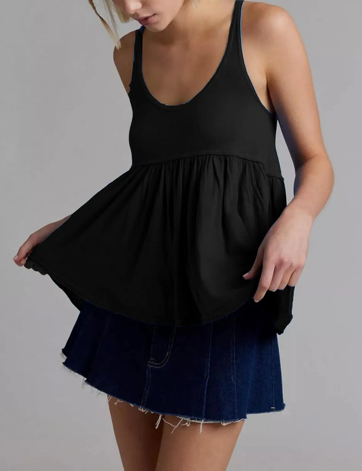 Lumister Womens Cute Babydoll Tops Sleeveless Ruffle Strap Causal T Shirts Tank Summer Tops 2025