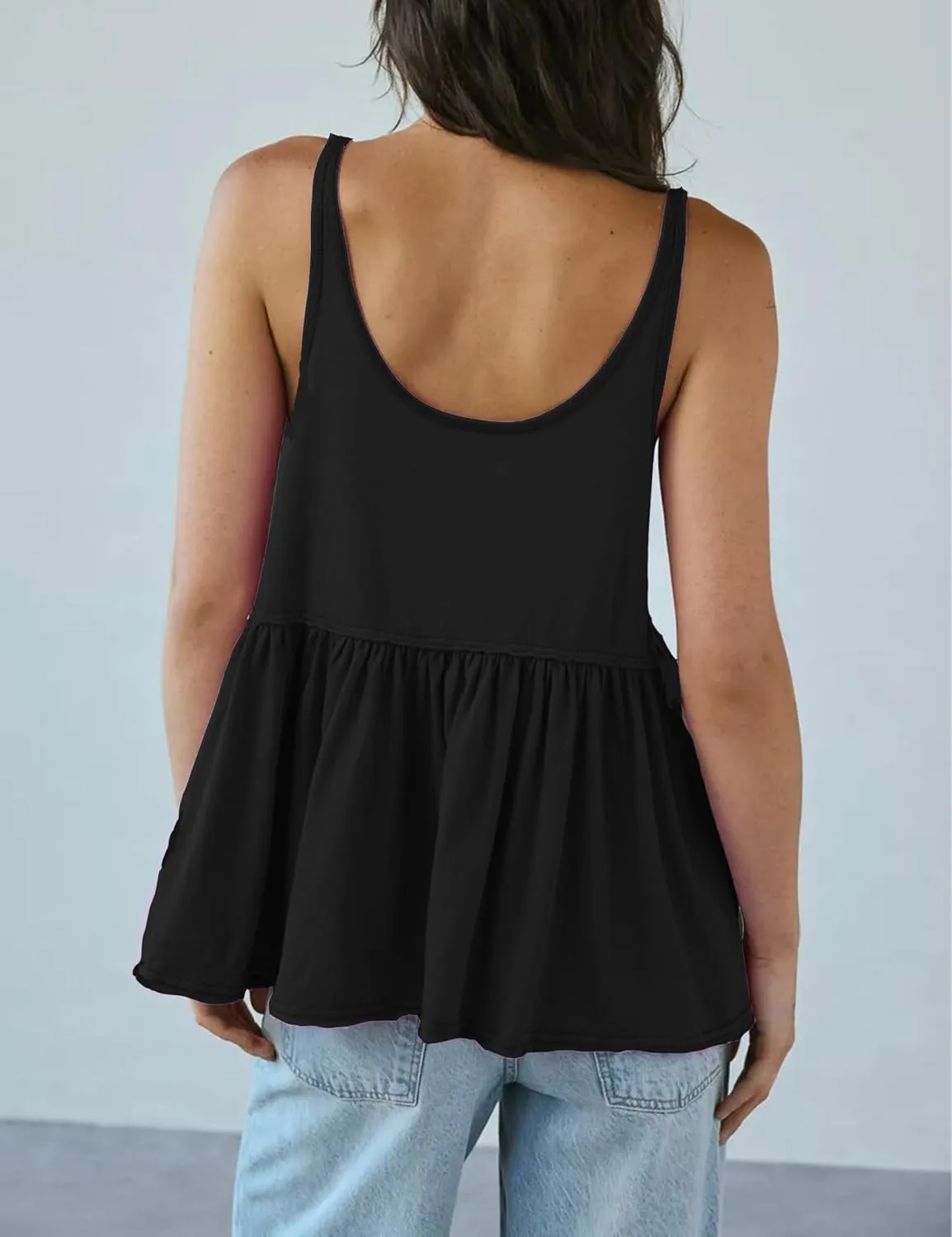 Lumister Womens Cute Babydoll Tops Sleeveless Ruffle Strap Causal T Shirts Tank Summer Tops 2025