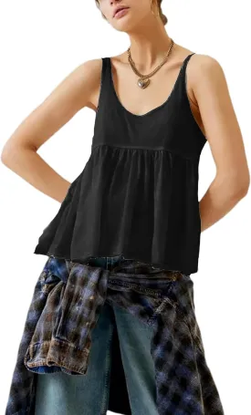 Lumister Womens Cute Babydoll Tops Sleeveless Ruffle Strap Causal T Shirts Tank Summer Tops 2025