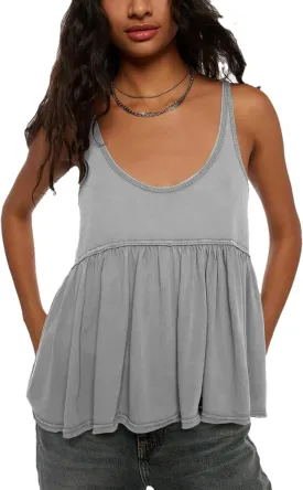 Lumister Womens Cute Babydoll Tops Sleeveless Ruffle Strap Causal T Shirts Tank Summer Tops 2025