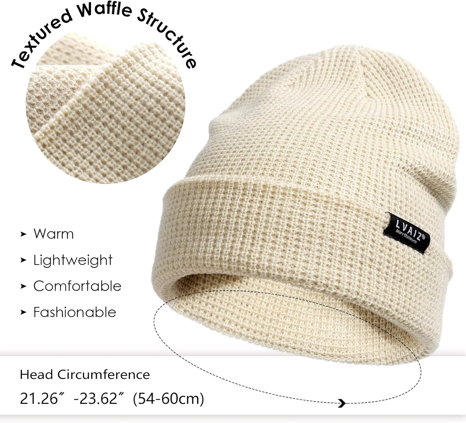 Lvaiz Hats Knit Beanie Hat for Men Women Winter Warm Knitted Waffle Slouchy Skull Watch Cap