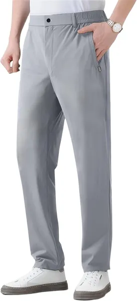 Men's Golf Pants Stretch Slim Fit Sweatpants with Zipper Pockets Work Dress Quick Dry Athletic Joggers Pants