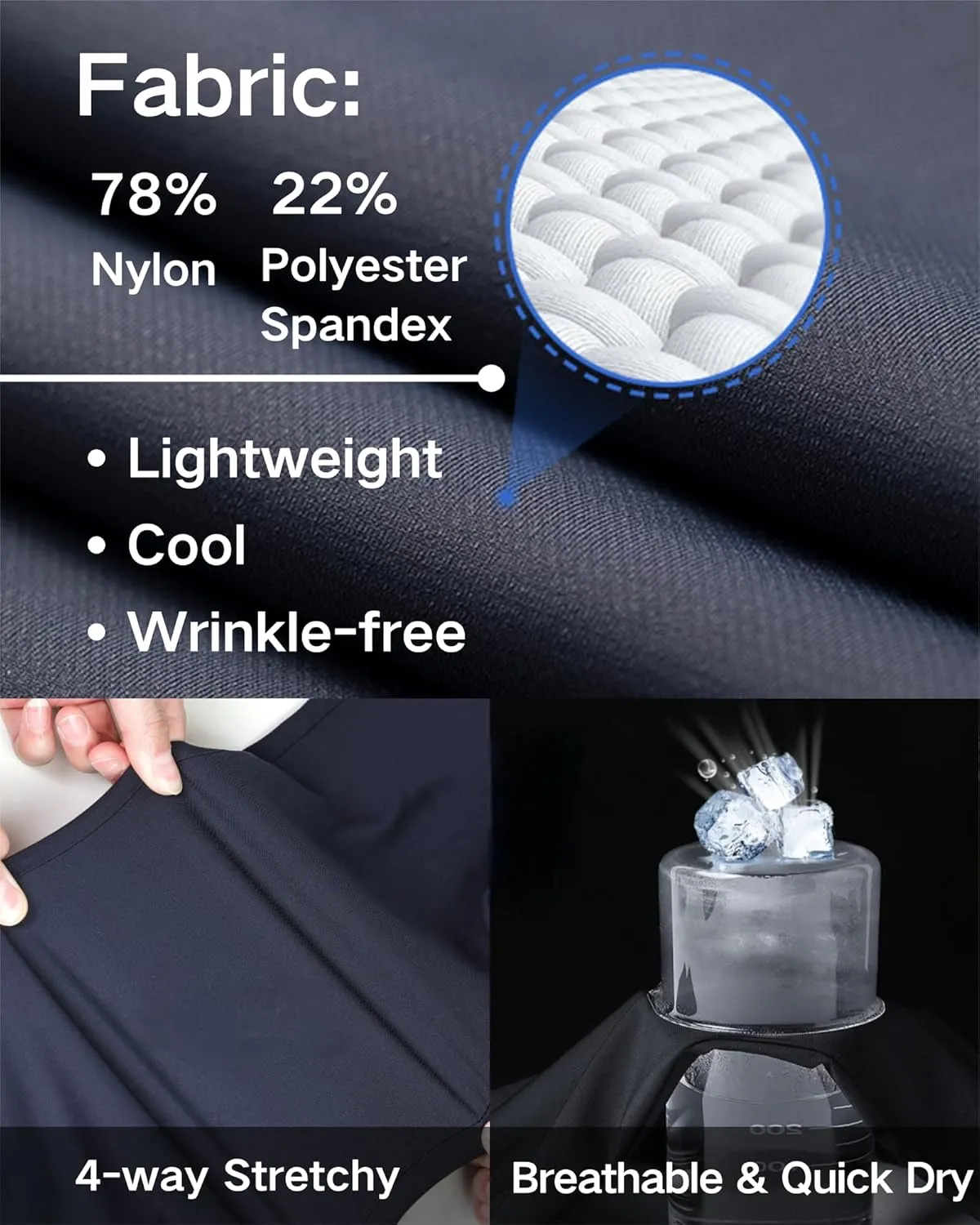 Men's Golf Pants Stretch Slim Fit Sweatpants with Zipper Pockets Work Dress Quick Dry Athletic Joggers Pants