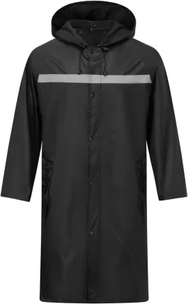 Mens Long Safety Rain Coats with Air Vents Reflective Stripes Waterproof Packable Rain Jacket with Hood Lightweight