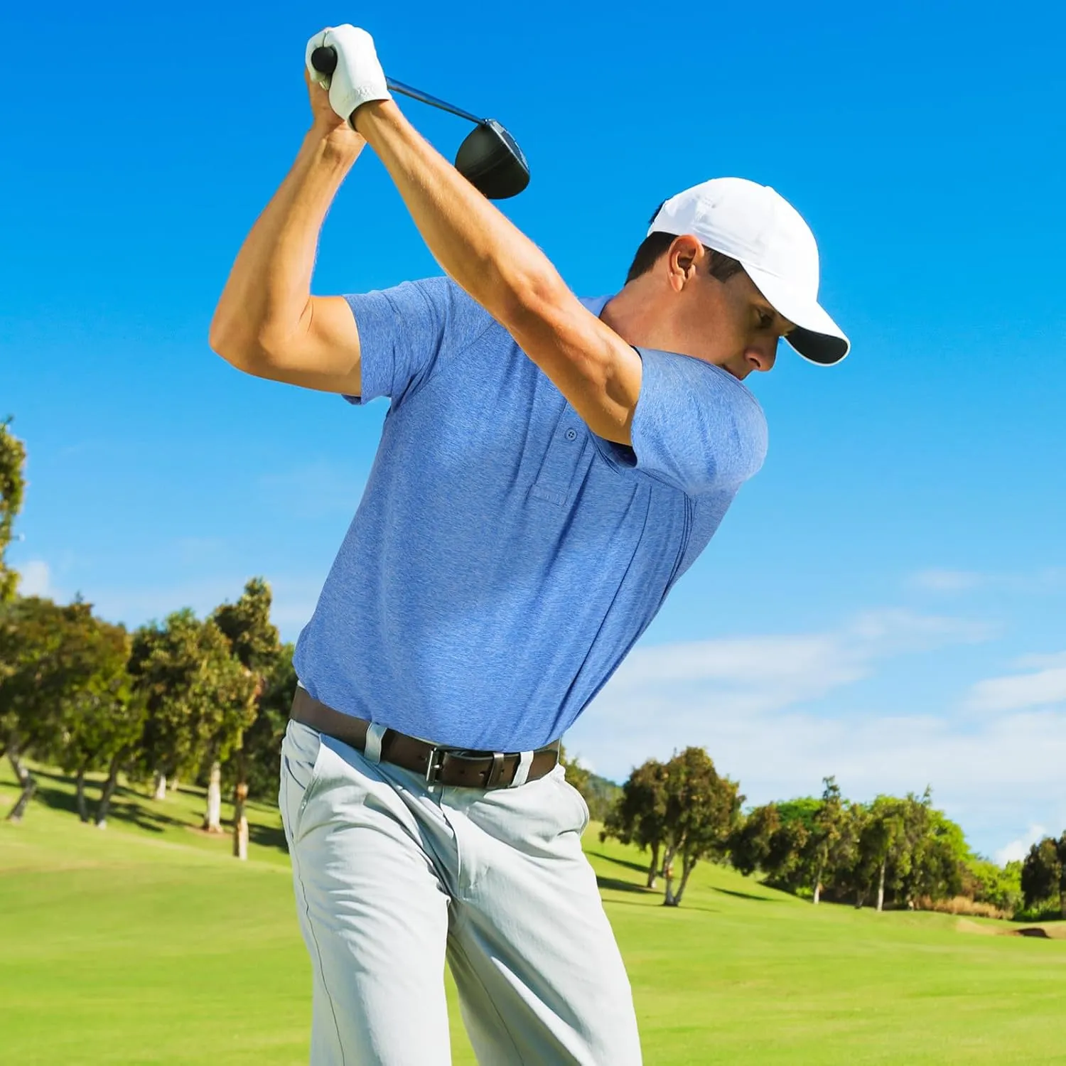 Mens Polo Shirt Quick Dry Performance Short Sleeve Tactical Shirts Golf Shirts for Men