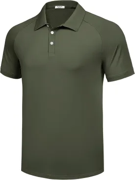 PINSPARK Mens Golf Polo Shirts Performance Quick-Dry Moisture-Wicking Collared Shirts Short Sleeve Buttons Casual Polo Shirts