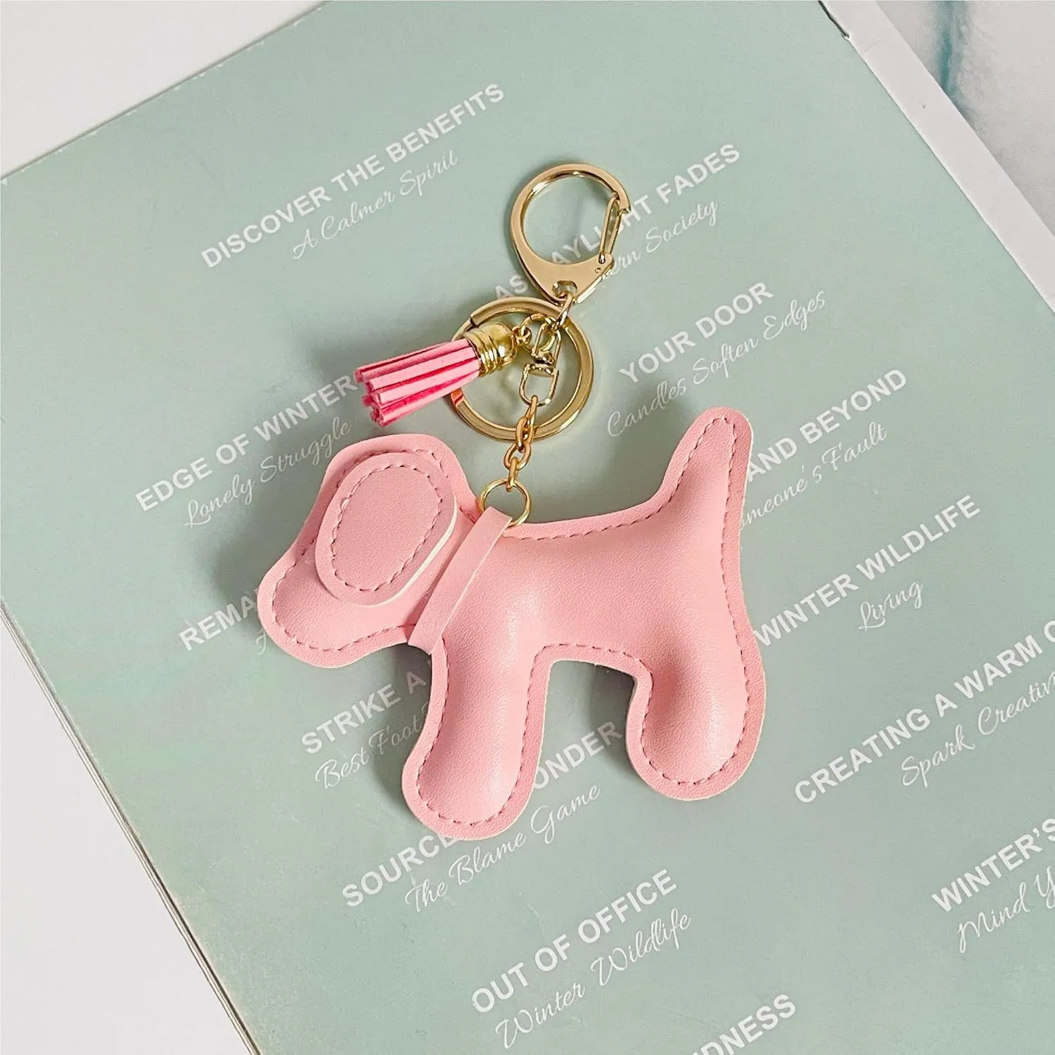 QTMY Cute Leather Puppy Keychain Keyring for Women,Purse Bag Charms for Handbags Backpack,569