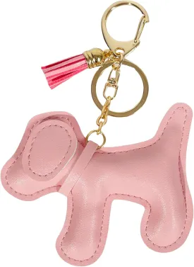 QTMY Cute Leather Puppy Keychain Keyring for Women,Purse Bag Charms for Handbags Backpack,569