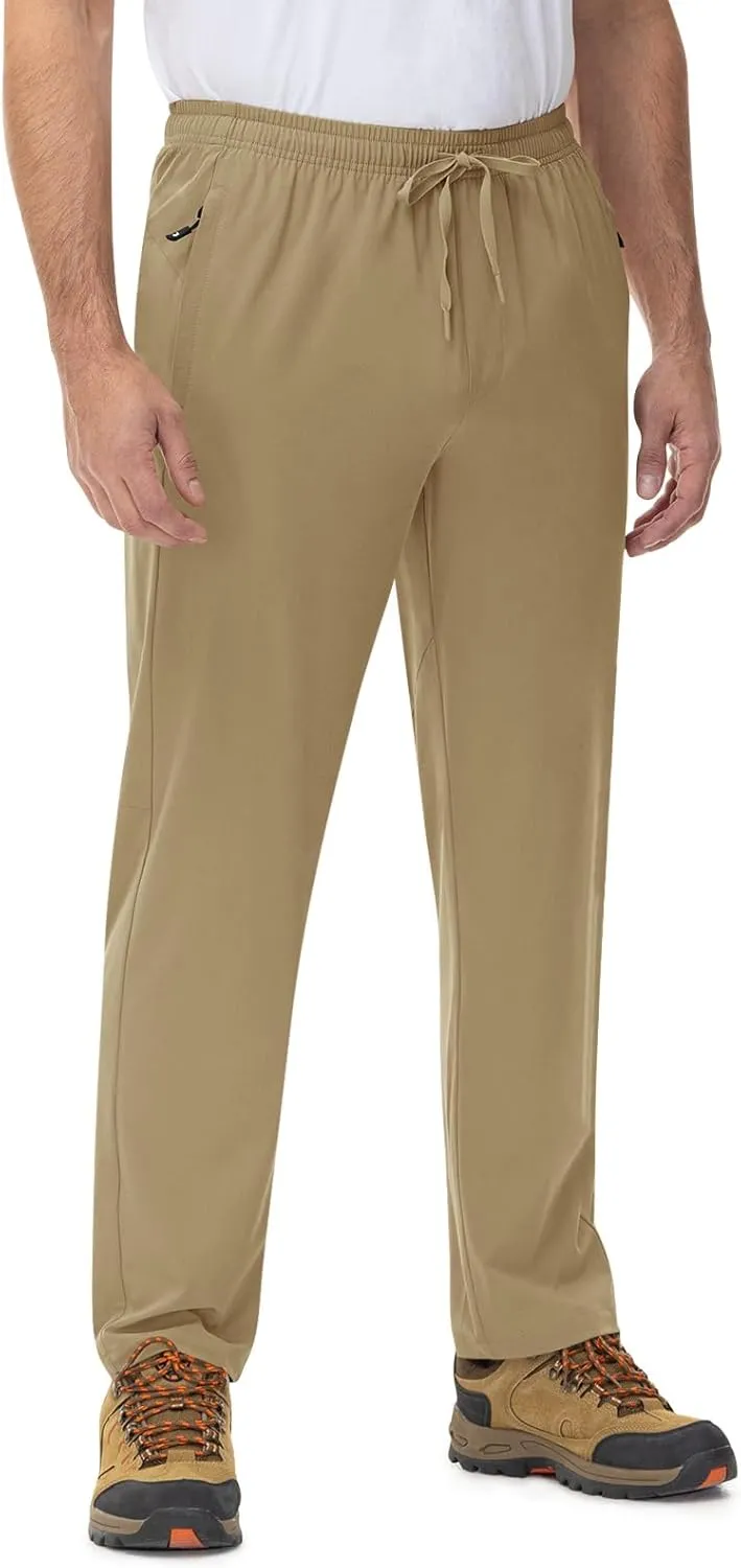 Rdruko Men's Sweatpants Athletic Workout Gym Running Track Sweat Sport Exercise Pants Open Bottom Zipper Pockets Straight Leg