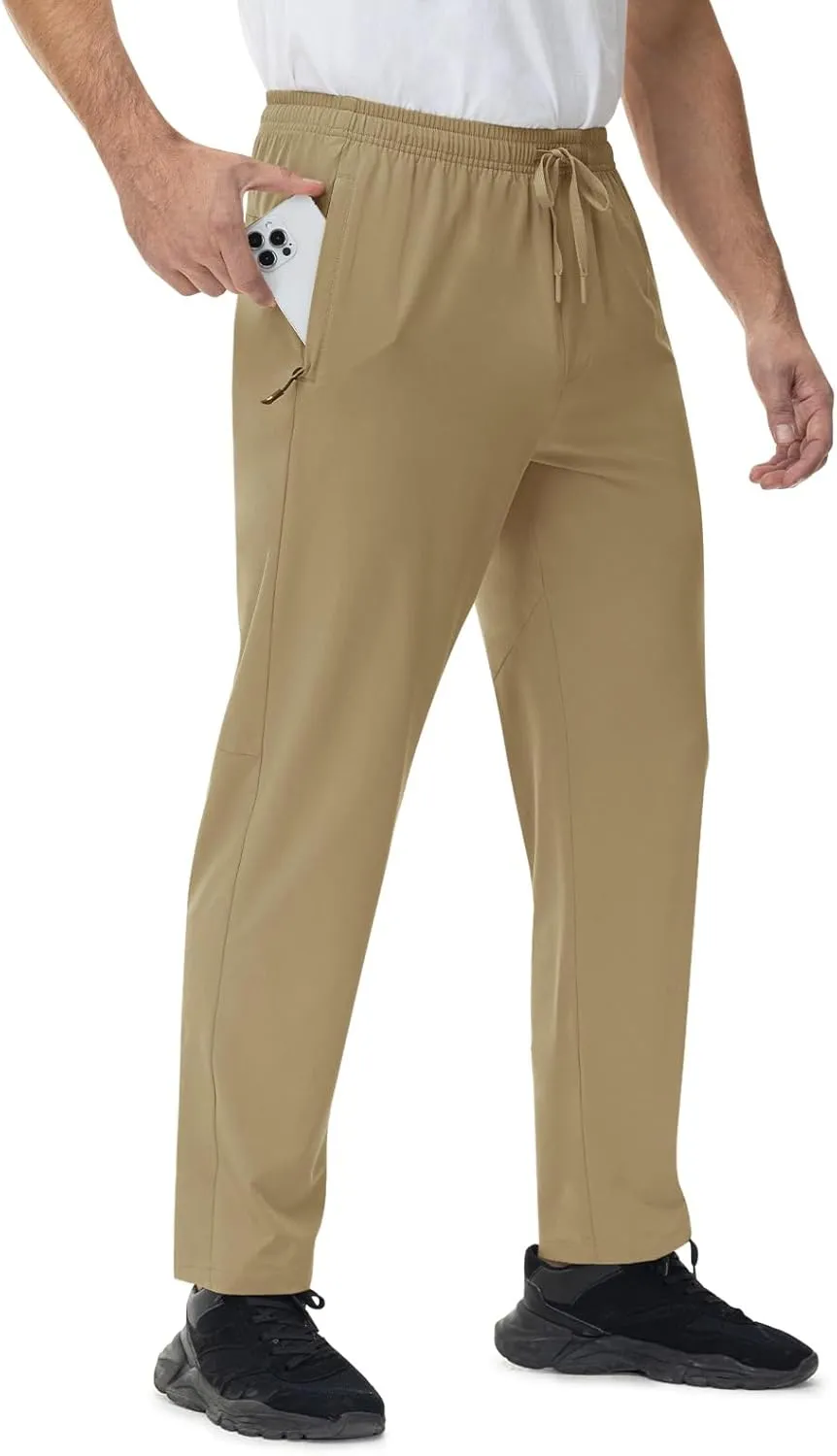 Rdruko Men's Sweatpants Athletic Workout Gym Running Track Sweat Sport Exercise Pants Open Bottom Zipper Pockets Straight Leg