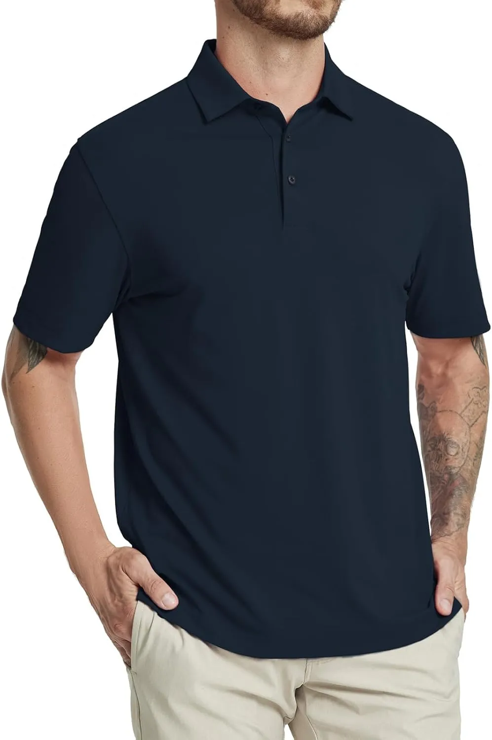 Rouen Golf Shirts for Men Dry Fit Performance Short Sleeve Moisture Wicking Plain Pique Casual Sports Mens Polo Shirts