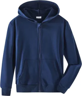 Spring&Gege Youth Solid Classic Hoodies Soft Hooded Full Zip Sweatshirts for Children (3-14 Years)