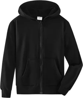 Spring&Gege Youth Solid Classic Hoodies Soft Hooded Full Zip Sweatshirts for Children (3-14 Years)