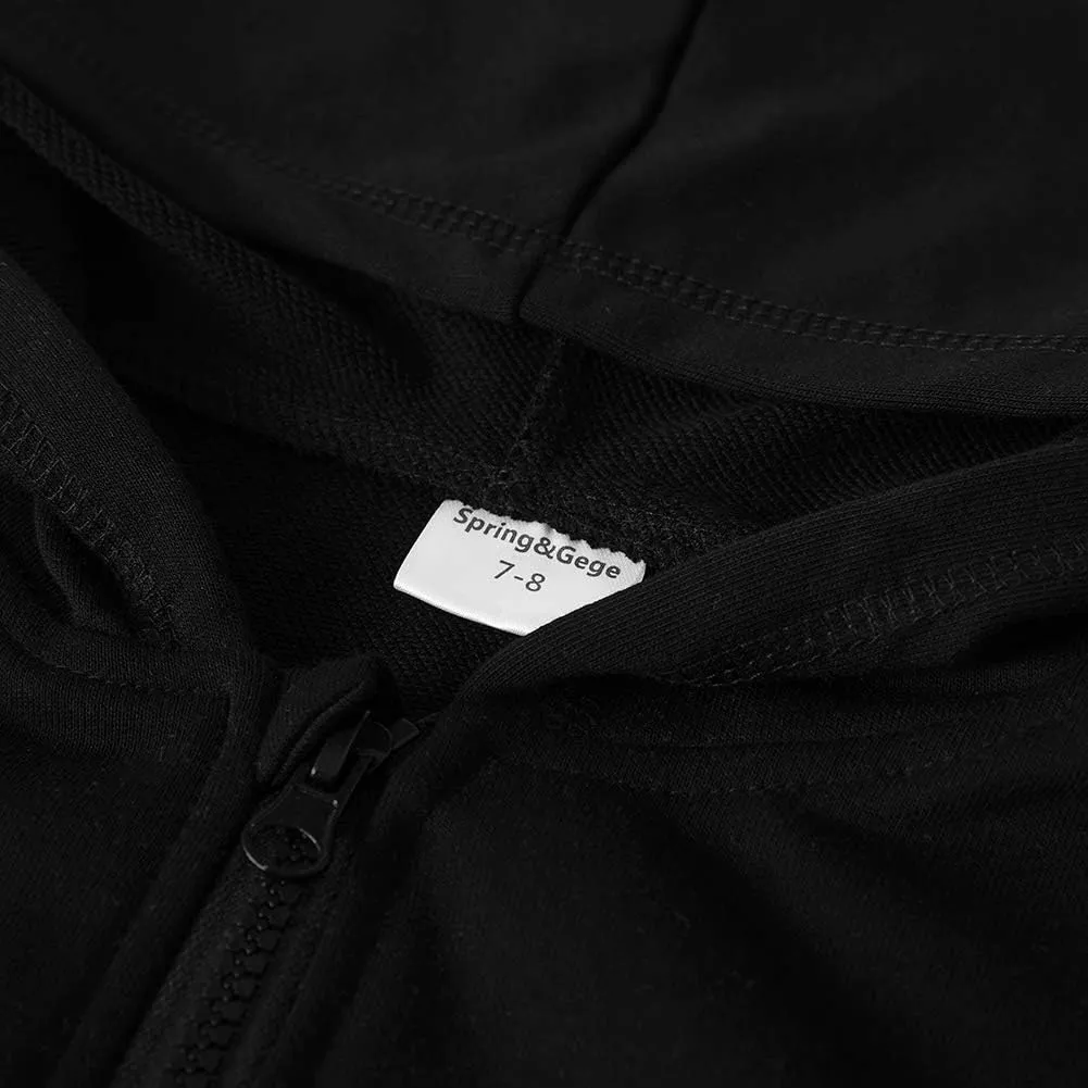 Spring&Gege Youth Solid Classic Hoodies Soft Hooded Full Zip Sweatshirts for Children (3-14 Years)