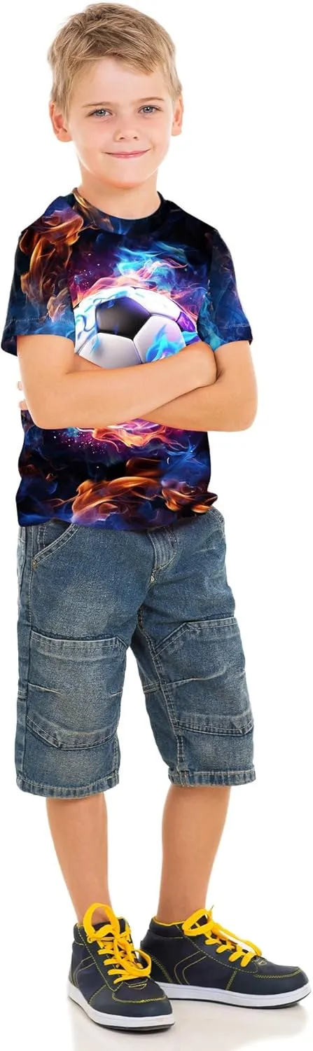 Tiannee Boys Girls 3D Graphic T Shirt, Novelty Kid's Shirts, Casual Crewneck Short Sleeve Tops Tees 6-16 Years