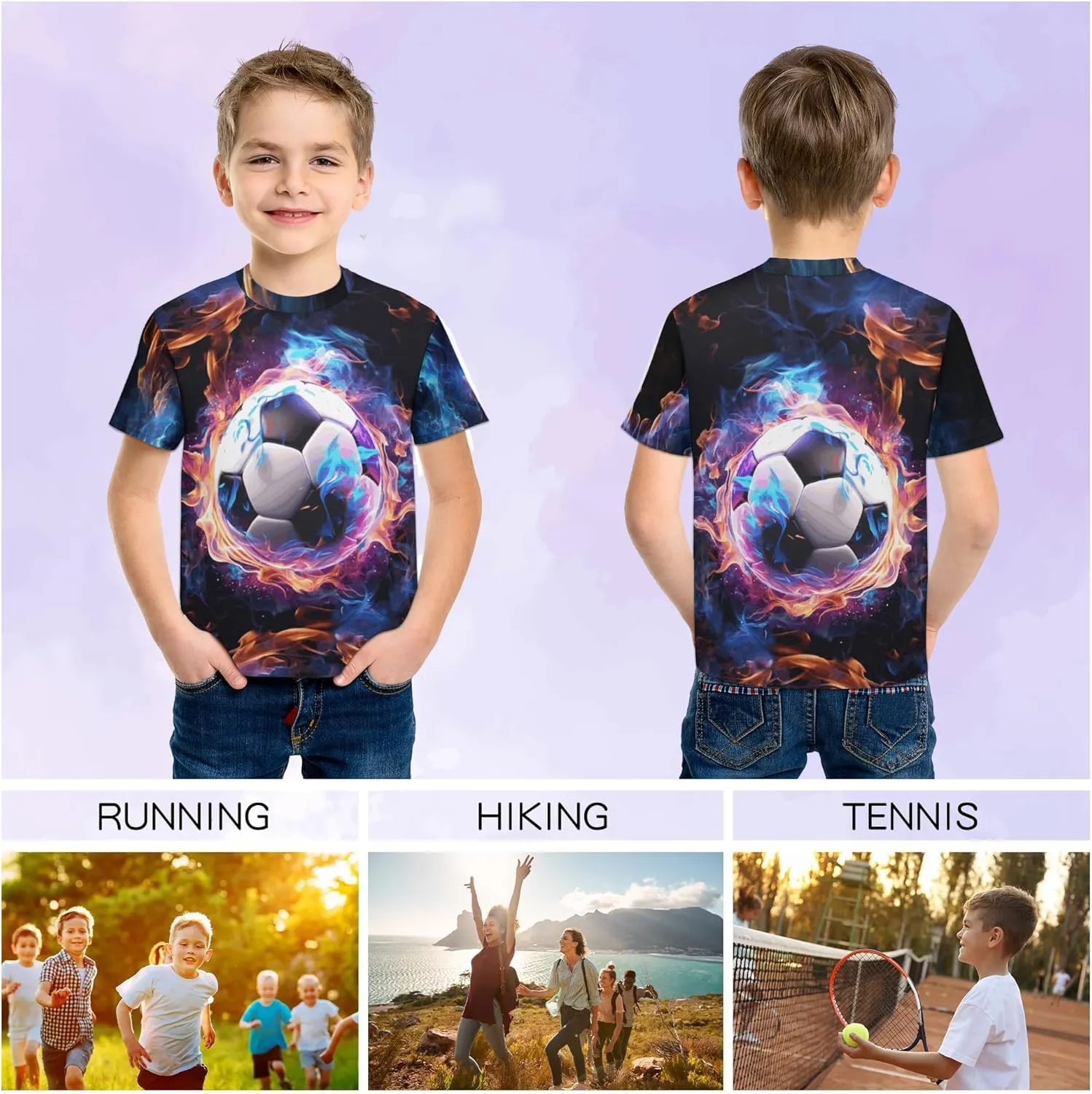 Tiannee Boys Girls 3D Graphic T Shirt, Novelty Kid's Shirts, Casual Crewneck Short Sleeve Tops Tees 6-16 Years