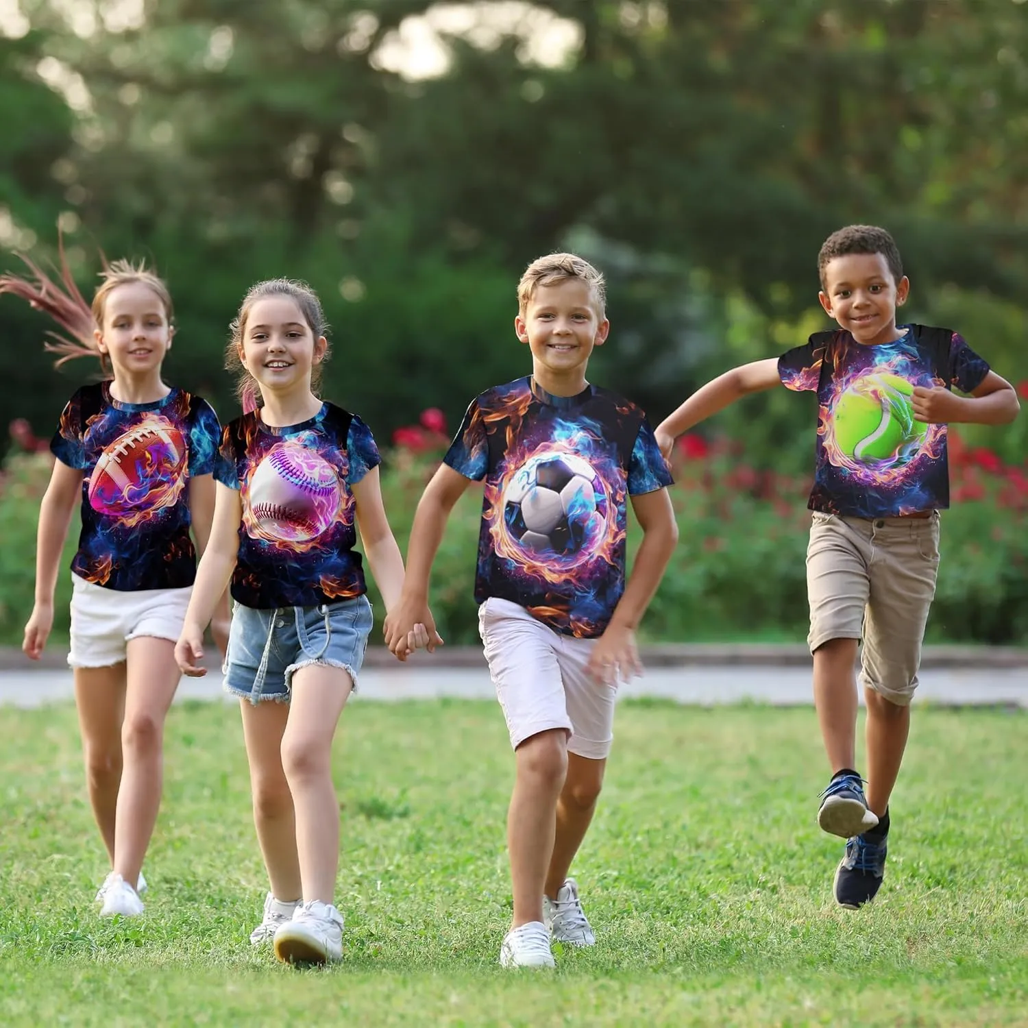 Tiannee Boys Girls 3D Graphic T Shirt, Novelty Kid's Shirts, Casual Crewneck Short Sleeve Tops Tees 6-16 Years