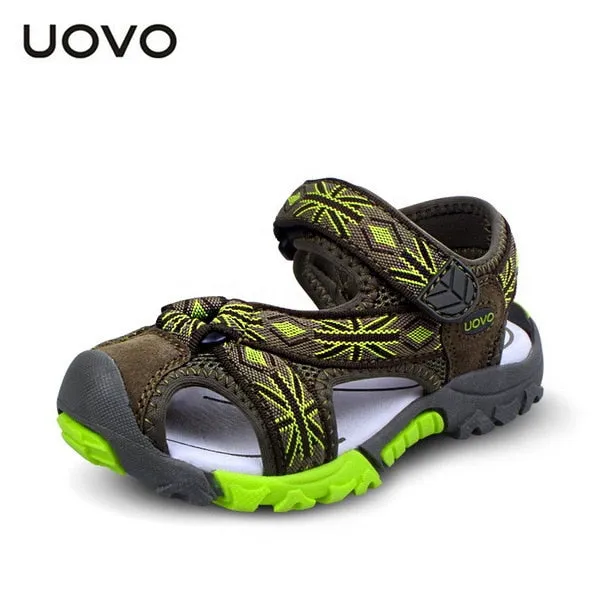 UOVO 2020 Brand Summer Beach Sandals Kids Sandals boys Leather Summer Shoes Casual Sport Sandals For Little Boys Toddler 25-35#