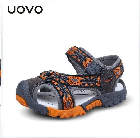 UOVO 2020 Brand Summer Beach Sandals Kids Sandals boys Leather Summer Shoes Casual Sport Sandals For Little Boys Toddler 25-35#