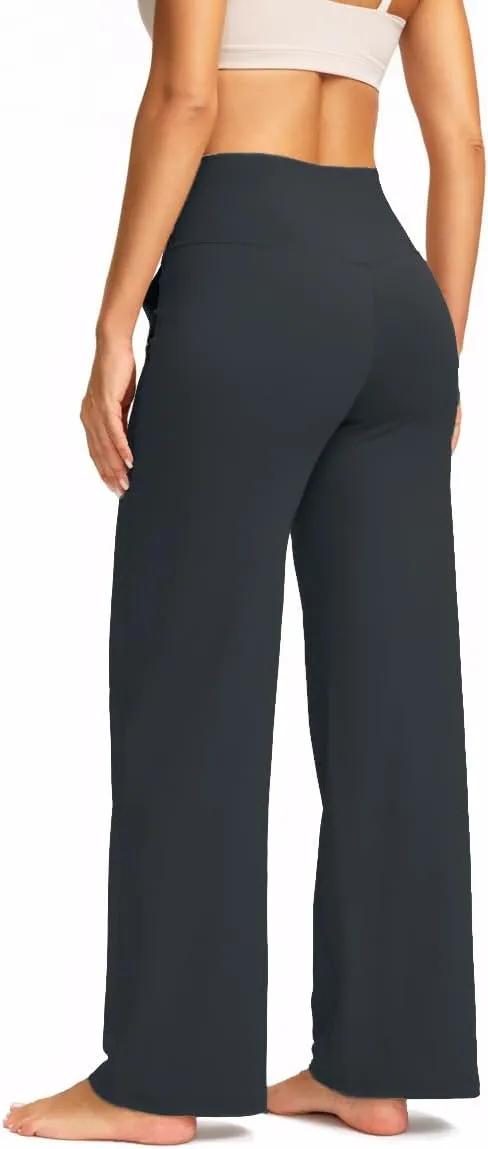 Wide Leg Yoga Pants Women with Pockets High Waist Stretch Casual Sweatpants Comfy Sports Lounge Pants