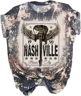 Women's Country Music Festival Tshirt Vintage Guitar Graphic Shirt Summer Casual Rock Band Short Sleeve Tops