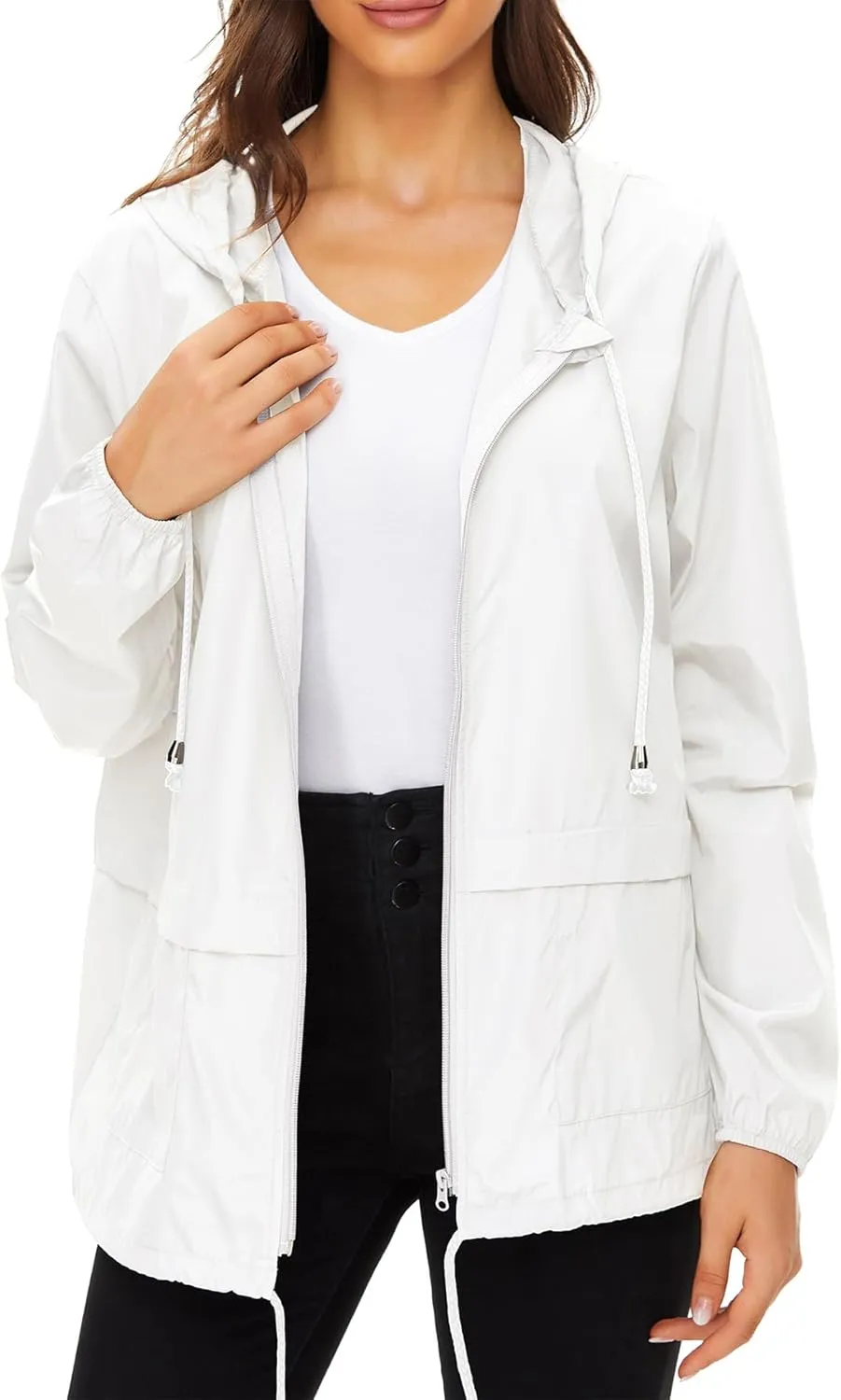 Zando Lightweight Rain Jacket Women Raincoat for Women Packable Rain Coat Windbreaker Rain Jackets Waterproof with Hood