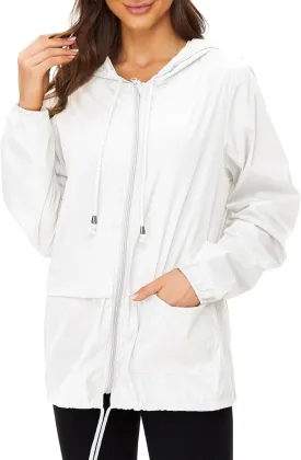 Zando Lightweight Rain Jacket Women Raincoat for Women Packable Rain Coat Windbreaker Rain Jackets Waterproof with Hood