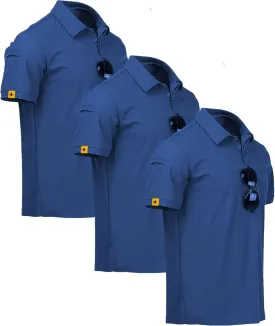 ZITY 3 Pack Mens Polo Shirt Short Sleeve Sports Performance Business Casual Golf Shirts for Men Collared Tactical T-Shirts